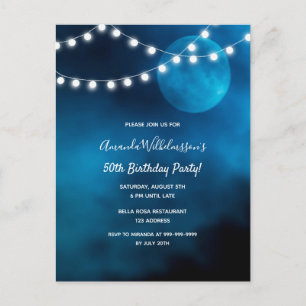 Birthday party blue maanlicht briefkaart