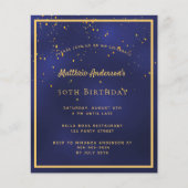 Birthday party blue mannen budget uitnodiging flyer (Voorkant)