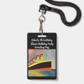 Birthday Party Boarding Pass Badge (Voorkant met koord)
