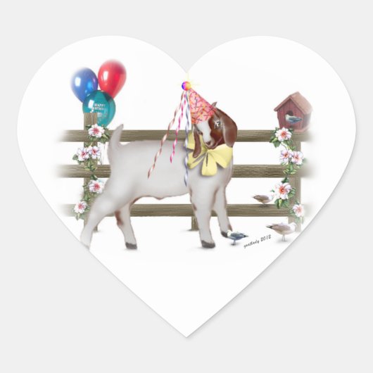 Birthday Party Boer Goat Kind Hart Sticker (Voorkant)
