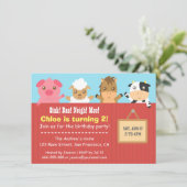 Birthday party boerderij Animal Red Fence Kaart (Staand voorkant)