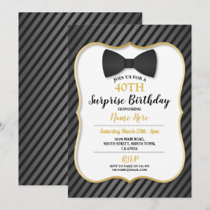 Birthday Party Bowtie Black Stropdas Mannen Women  Kaart