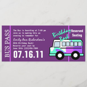 Birthday Party Bus Pass Kaart
