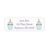 Birthday Party Cake Cupcake w/ Sprinkles Labels