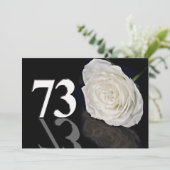 Birthday party call 73 jaar oud kaart (Staand voorkant)