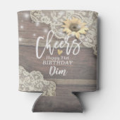 Birthday Party Cheers Wood Lace Sunflower Lichten Blikjeskoeler (Achterkant)