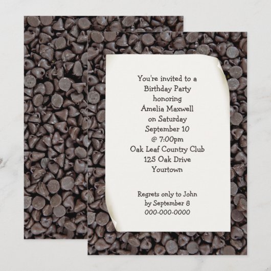 Birthday Party Chocolate Chips Kaart (Voorkant / Achterkant)