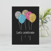 Birthday Party Colorful Glitter-ballonnen Kaart (Staand voorkant)