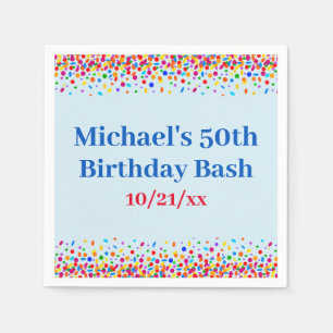 Birthday Party Cool Blue Fun Colorful Confetti Servet