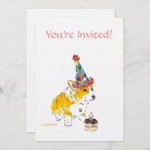 Birthday Party Corgi Uitnodiging (Voorkant / Achterkant)