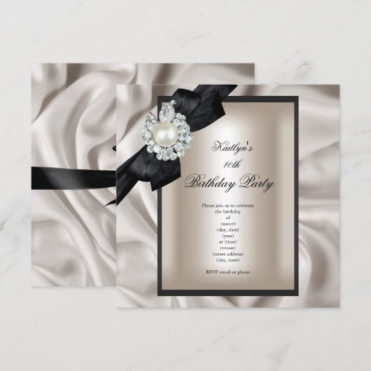 Birthday Party Cream Black Pearl Kaart (Voorkant / Achterkant)