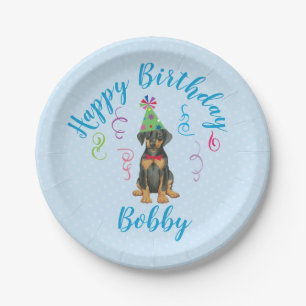 Birthday Party Doberman Paper Borden Papieren Bordje