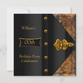 Birthday Party Elegant Mannen Rusty Gold Black Kaart (Voorkant)