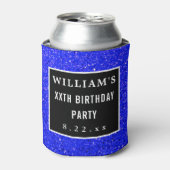 Birthday Party Favor Modern Typography Blue Blikjeskoeler (Blikje Voorkant)