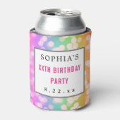 Birthday Party Favor Modern Typography Bokeh Blikjeskoeler (Blikje Voorkant)