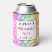 Birthday Party Favor Modern Typography Bokeh Blikjeskoeler (Blikje Achterkant)