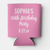 Birthday Party Favor Modern Typography Pink Blikjeskoeler (Voorkant)