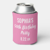 Birthday Party Favor Modern Typography Pink Blikjeskoeler (Blikje Achterkant)