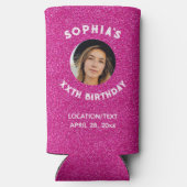 Birthday Party Favor Pink Glitter Foto (Achterkant)
