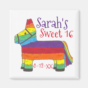 Birthday Party Favor Rainbow Donkey Animal Piñata Magneet