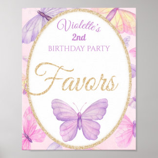 Birthday Party Favors (roze en Paarse vlinder) Poster