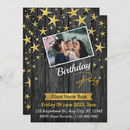 Birthday Party Flat Invitation Kaart, formaat: 5 x Kaart (Voorkant / Achterkant)