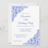 Birthday Party Floral Blue Hydrangeas White Kaart (Voorkant)
