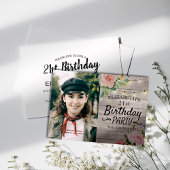 Birthday Party Flowers Wood String Lights Kaart