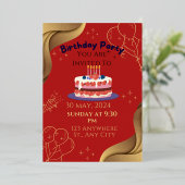 Birthday Party Folie Uitnodiging (Staand Voorkant)