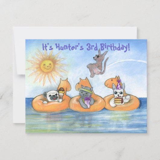 Birthday Party for Child's "Party Animal" Kaart (Voorkant)