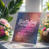 Birthday Party Galaxy Stars Nebula Constellations Uitnodiging Briefkaart
