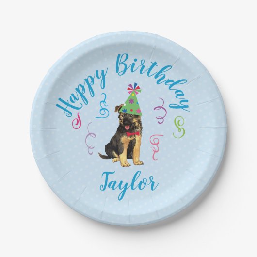 Birthday Party German Shepherd Paper Bord (Voorkant)