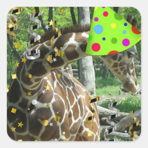 Birthday Party Giraffe Vierkante Sticker