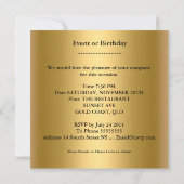 Birthday Party Gold Black Bow Diamond Afbeelding Kaart (Achterkant)