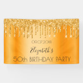 Birthday party gold glitter sparkle name Welcome Spandoek (Horizontaal)