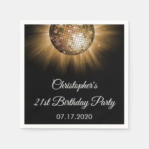 Birthday Party Gold Sparkle Disco Ball Servetten