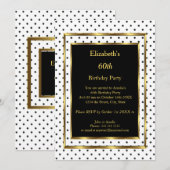 Birthday Party Gold White Black Polka Dots Kaart (Voorkant / Achterkant)