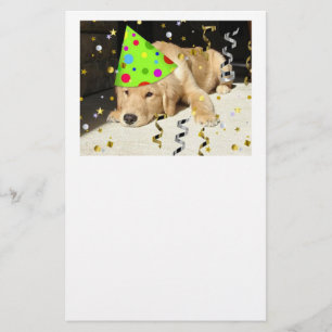 Birthday Party Golden Retriever Briefpapier