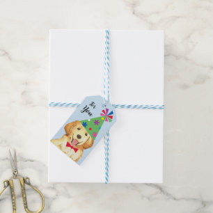 Birthday Party Golden Retriever Cadeaulabel