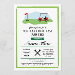 Birthday Party Golf Any Age 50th 60th Invitation Kaart