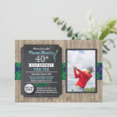 Birthday Party Golf Ball Photo Golfing Invitation  (Debout devant)