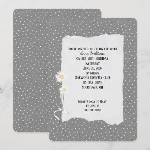 Birthday Party gray and pin dot Invitation Kaart