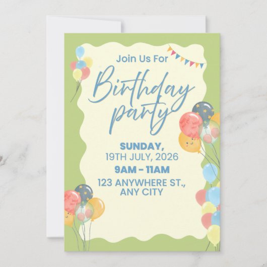 Birthday Party Invitation (Devant)