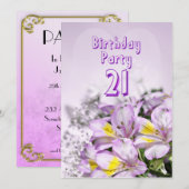 Birthday party invitation 21 years old (Devant / Derrière)