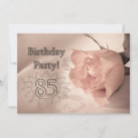 Birthday party invitation 85 years old<br><div class="desc">A beautiful delicate image of a rose in soft pink tones. A delightful feminine party invitation.  Change the back to your own party details</div>
