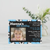 Birthday Party Invitation Blue Kaart (Staand voorkant)