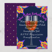 Birthday Party Invitation Chic Wine Tasting Kaart (Voorkant / Achterkant)