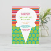 Birthday Party Invitation Colorful Ice Cream Cone Kaart (Staand voorkant)