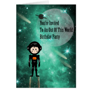 Birthday Party Invitation for Son, Space Theme