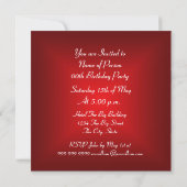 Birthday Party Invitation Gold Red Kaart (Achterkant)